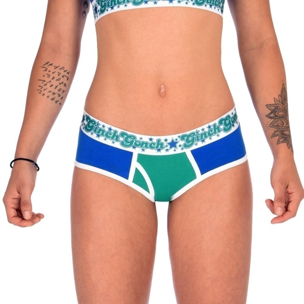 GINCH Gonch Boyfriend Inspired Brief Underwear Panty Blue Lagoon Intimates NIP